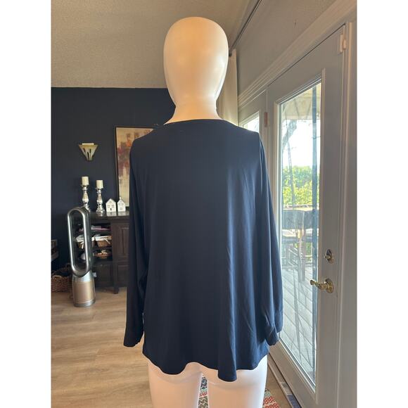 Valerie Stevens Women’s Button Front Tie Hem Blouse Navy Blue Size M - Picture 2 of 7